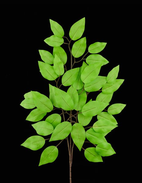23" Silk Ficus Spray: Lime Green (Sold in Packs of 12) - FG633739 - White Bayou Wreaths & Supply
