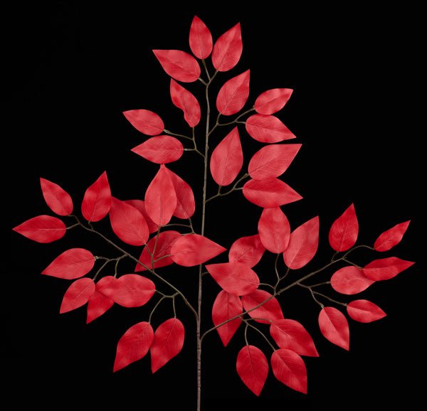 23" Silk Ficus Spray: Red - FG633724 (Sold in Packs of 12) - White Bayou Wreaths & Supply