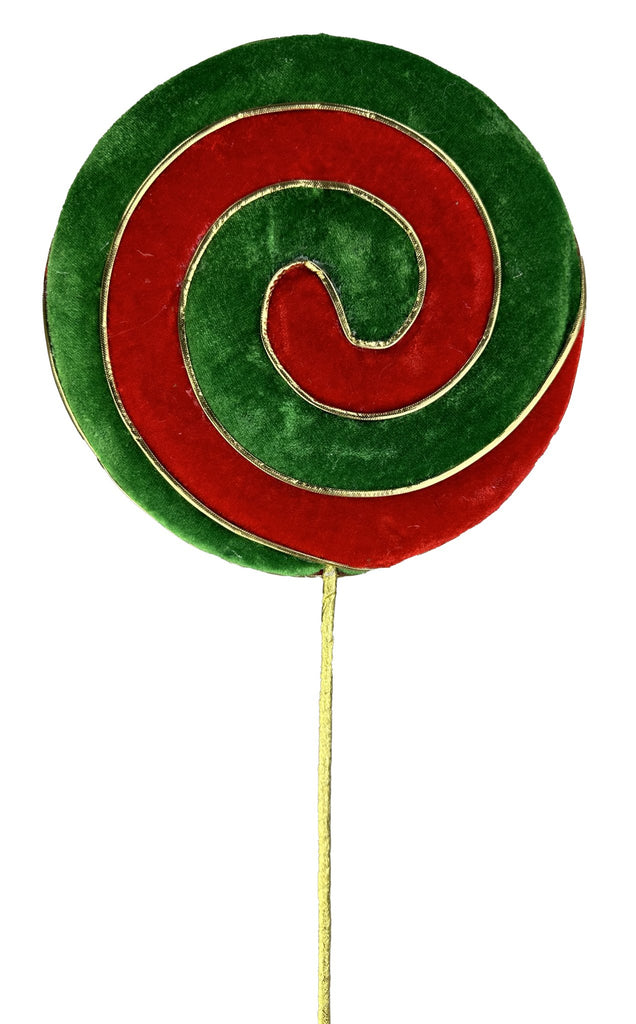 23"H x 8" Dia Lollipop Spray, Red, Emerald Green, Gold - 86045RDGN - White Bayou Wreaths & Supply