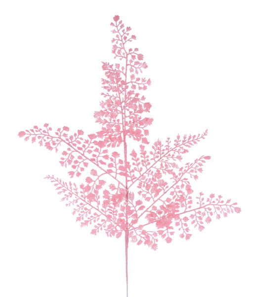 23"L Glitter Maidenhair Fern Spray: Iridescent Pink - XS236822 - White Bayou Wreaths & Supply