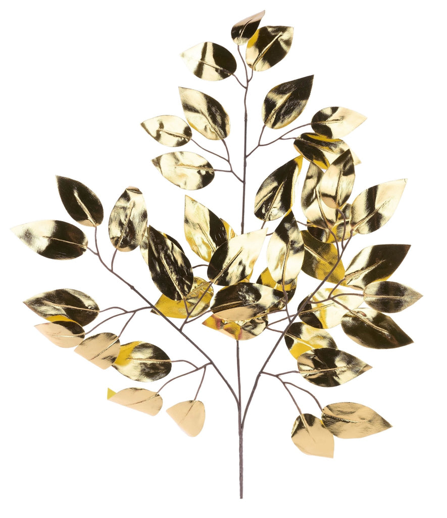 23"L Metallic Ficus Spray: Gold (Pack of 12) - XS244408 - White Bayou Wreaths & Supply