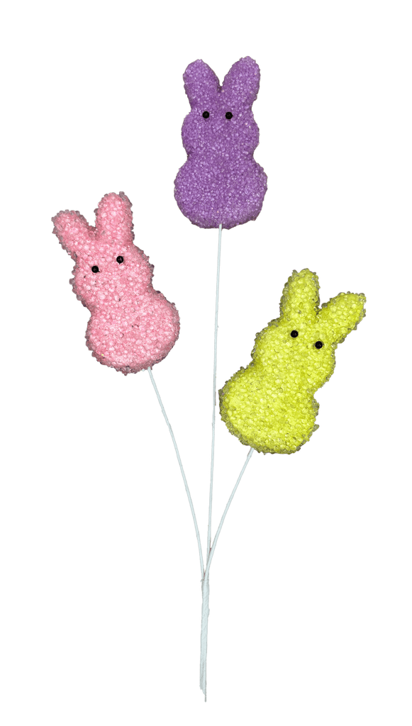 24" Beaded Sugar Bunny Spray: Pink, Yellow, Lavender - 63761PKYWLV - White Bayou Wreaths & Supply