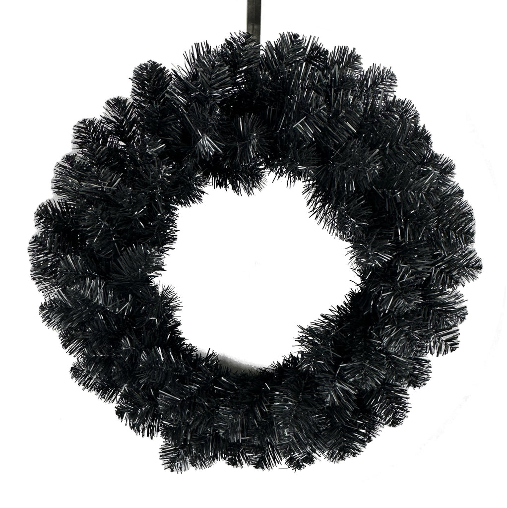 24" Black Tinsel Wreath - 57198WR24 - White Bayou Wreaths & Supply