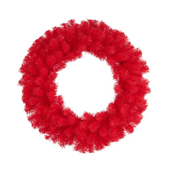 24" Dia Pine Wreath: Red - XX962324 - White Bayou Wreaths & Supply