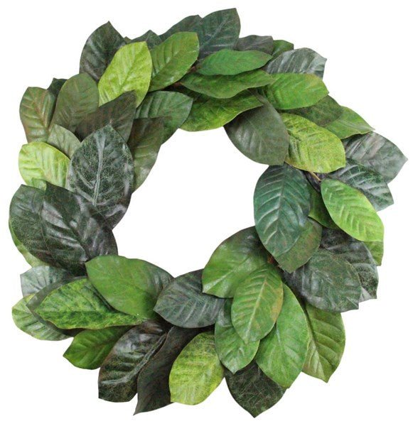 24" Diameter Magnolia Leaf Wreath - NF2000 - White Bayou Wreaths & Supply