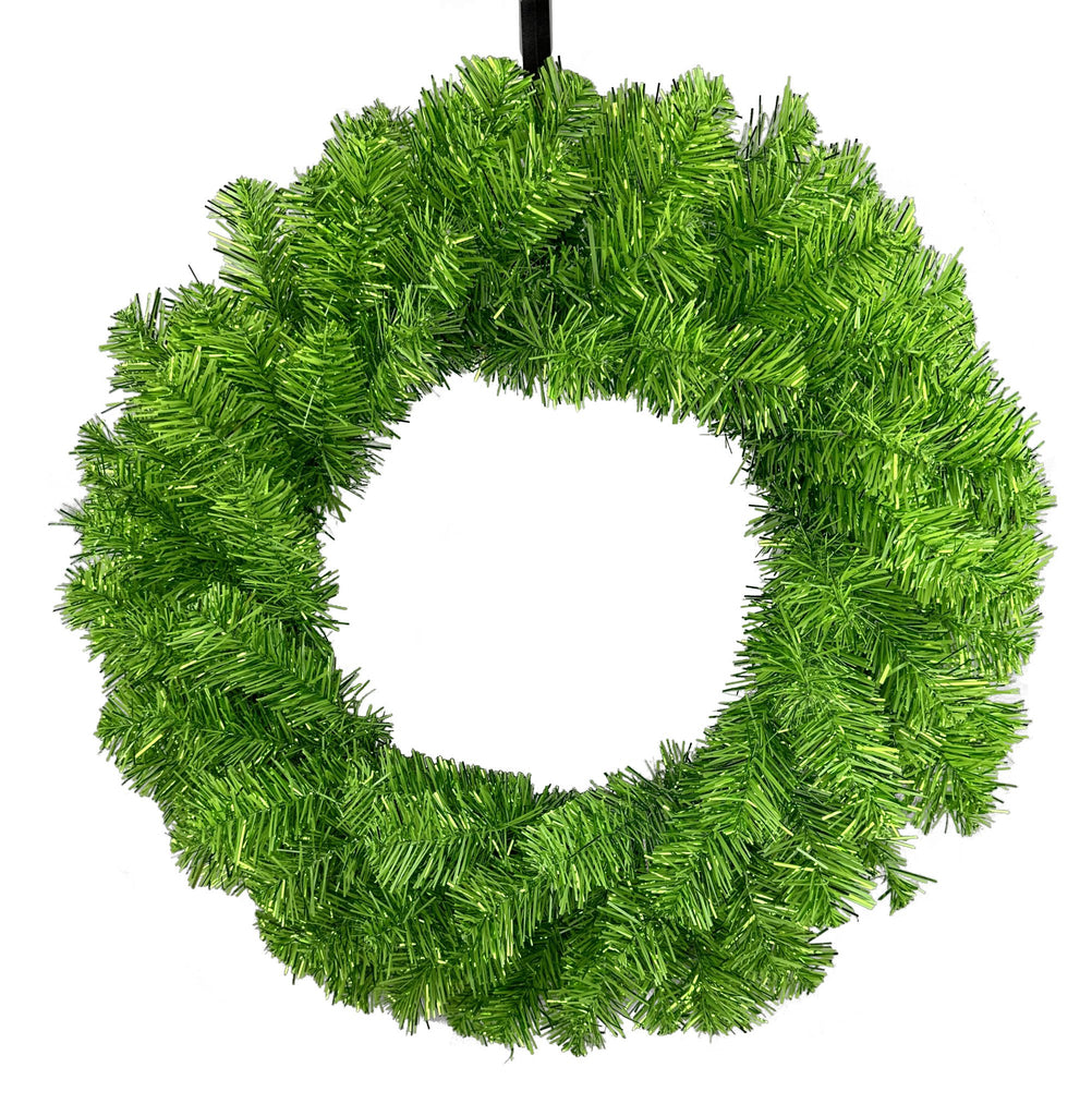 24" Green Tinsel Wreath - 57197WR24 - White Bayou Wreaths & Supply