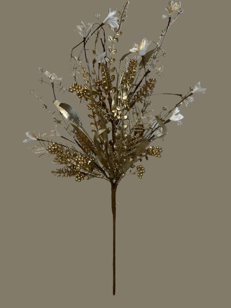 24" Mixed Christmas Spray: Gold - 63526 - GOLD - White Bayou Wreaths & Supply