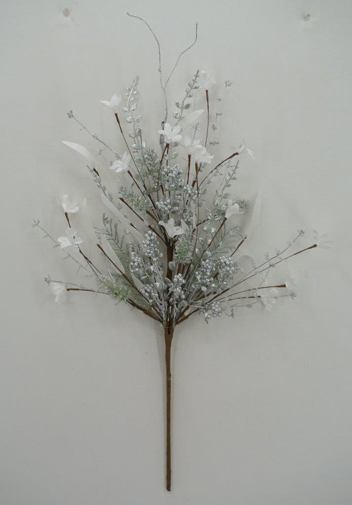 24" Mixed Christmas Spray: Silver - 63526 - SILVER - White Bayou Wreaths & Supply