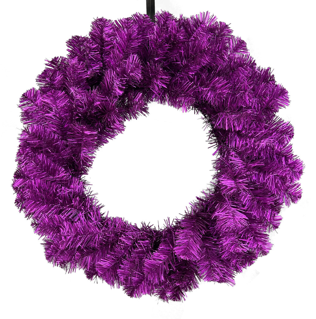 24" Purple Tinsel Wreath - 57195WR24 - White Bayou Wreaths & Supply