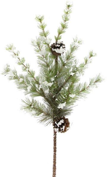 24" Snowdrop Mountain Pine/Pine Cone Pick - XX8106 - White Bayou Wreaths & Supply