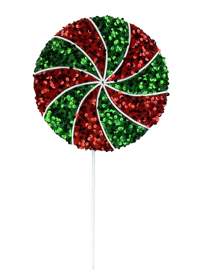 24"H x 8" Dia Sequin Lollipop: Red, Green - 86039RWG - White Bayou Wreaths & Supply