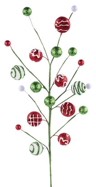 24"L Candy/Ball Pick: White, Red, Lime - XS5882 - White Bayou Wreaths & Supply