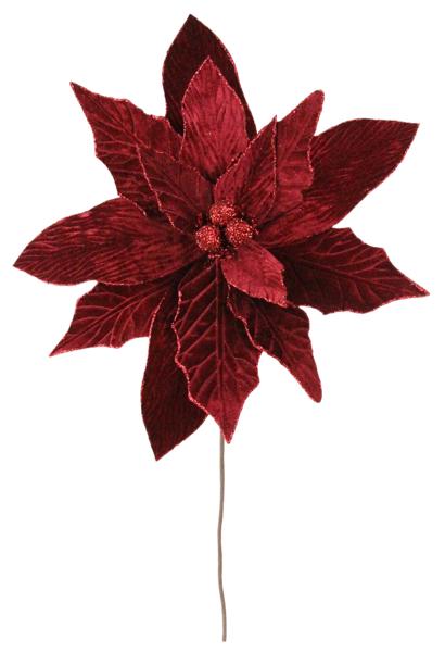 24"L x 17.5" Dia Poinsettia Stem: Burgundy - XS382405 - White Bayou Wreaths & Supply