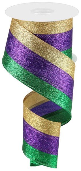 2.5" 3 - In - 1 Shimmer Glitter: Mardi Gras (10 Yards) RGA8220YN - White Bayou Wreaths & Supply