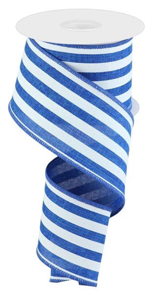 2.5" Cabana Stripe: Royal Blue, White (10 Yards) RGC156325 - White Bayou Wreaths & Supply