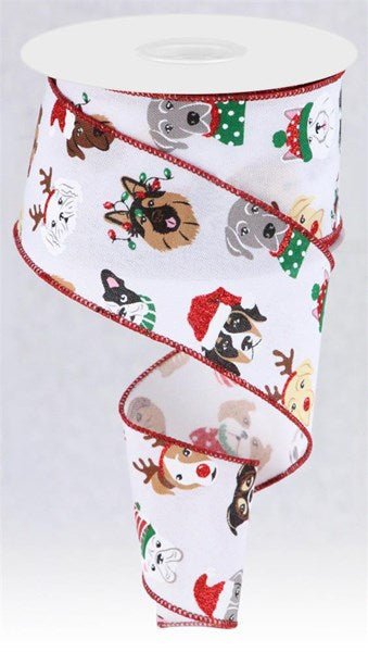 2.5" Christmas Dogs: White, Red, Black, Gold (10 Yards) RGC174727 - White Bayou Wreaths & Supply