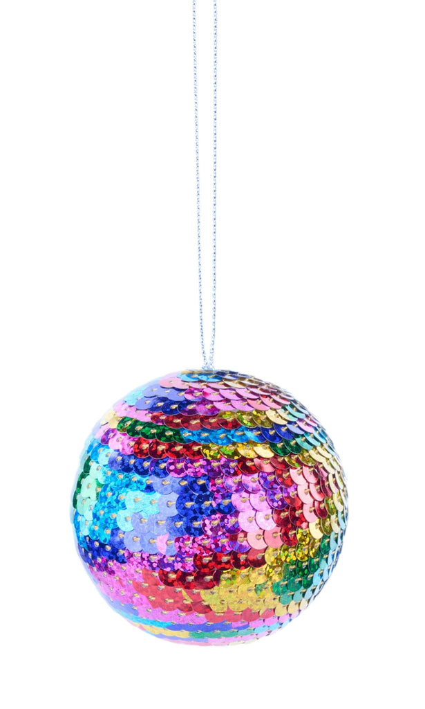 2.5" Diameter Sequin Ball Ornament: Fiesta - MS1860 - White Bayou Wreaths & Supply