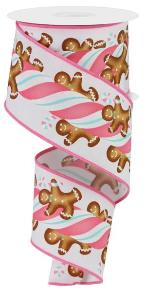 2.5" Gingerbread Kids/Candy: White, Pink, Ice Blue, Brown (10 Yards) RGE1580TK - White Bayou Wreaths & Supply