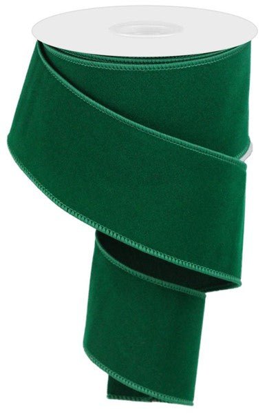 2.5" Indoor Velvet Ribbon: Emerald Green (10 Yards) RL194306 - White Bayou Wreaths & Supply