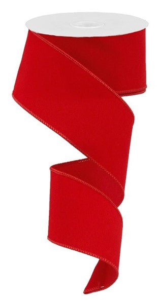 2.5" Indoor Velvet Ribbon: Red (10 Yards) RL194324 - White Bayou Wreaths & Supply