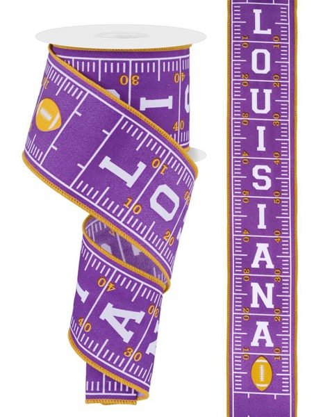 2.5" Louisiana Football Field: Yellow, Purple (10 Yards) RGF1107 - White Bayou Wreaths & Supply