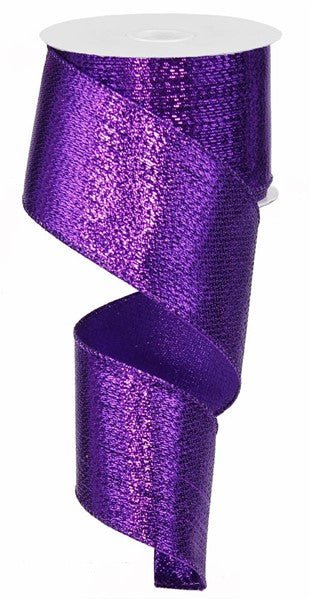 2.5" Metallic Ribbon: Purple (10 Yards) RG0140023 - White Bayou Wreaths & Supply