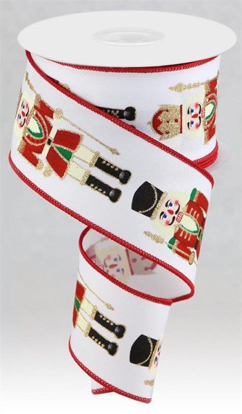 2.5" Nutcracker Ribbon: White, Multi (10 Yards) RGC157227 - White Bayou Wreaths & Supply