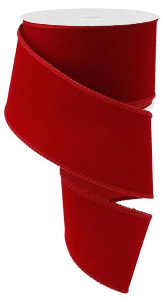 2.5" Outdoor Velvet Ribbon: Red (10 Yards) RL195524 - White Bayou Wreaths & Supply