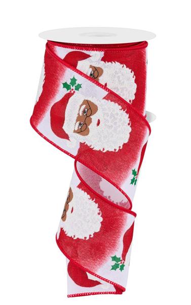 2.5" Santa Face: Red, Brown, White, Green (10 Yards) RGF108727 - White Bayou Wreaths & Supply