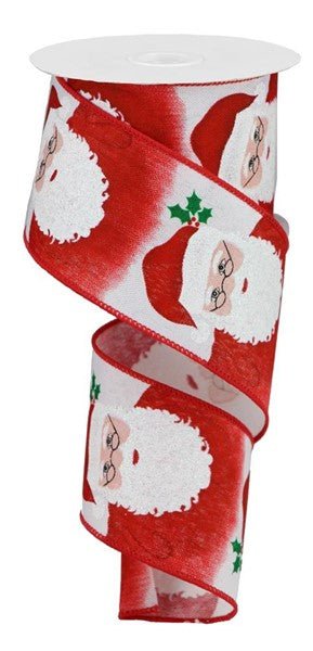 2.5" Santa on Faux Royal: Red, White, Green (10 Yards) RGB105327 - White Bayou Wreaths & Supply