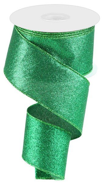 2.5" Shimmer Glitter: Emerald Green (10 Yards) RGC159706 - White Bayou Wreaths & Supply