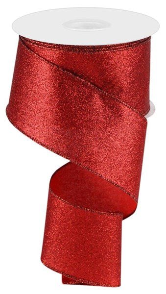 2.5" Shimmer Glitter: Red (10 Yards) RGC159724 - White Bayou Wreaths & Supply