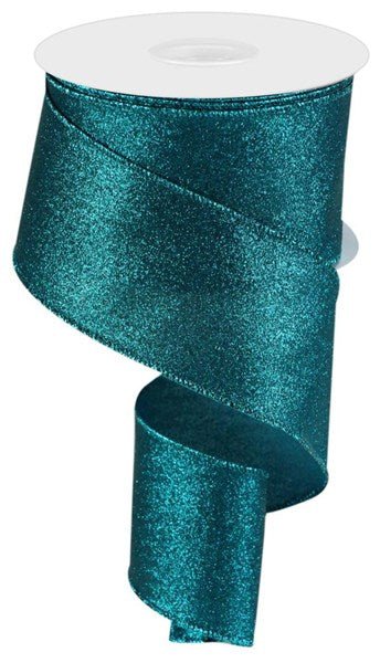 2.5" Shimmer Glitter: Teal (10 Yards) RGC159734 - White Bayou Wreaths & Supply