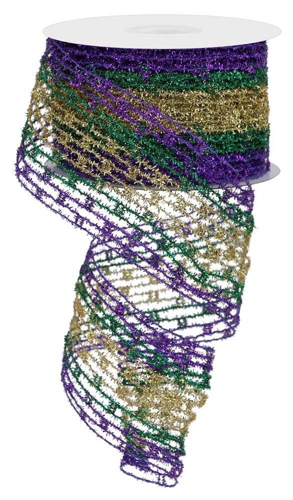 2.5" Stretch Netting: Mardi Gras (10 Yards) RM9645AP - White Bayou Wreaths & Supply