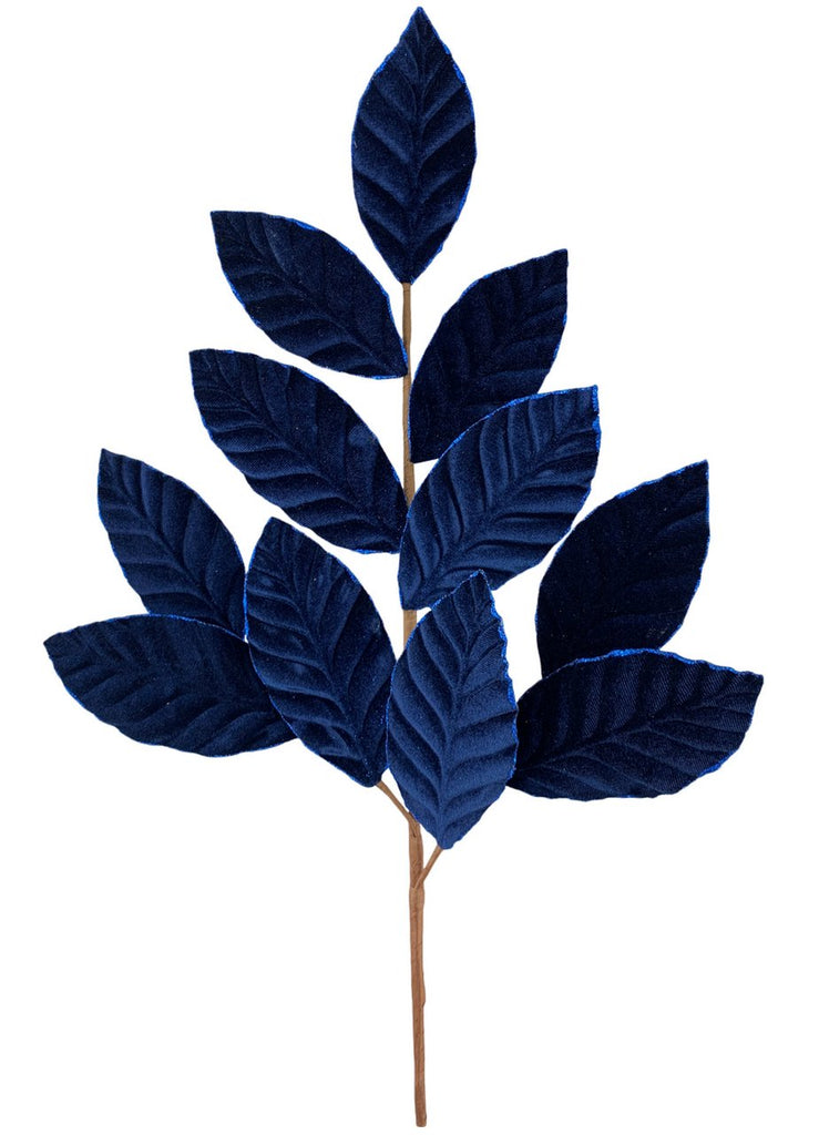 25" Velvet Magnolia Leaf Spray: Navy Blue - 85361NVBL - White Bayou Wreaths & Supply