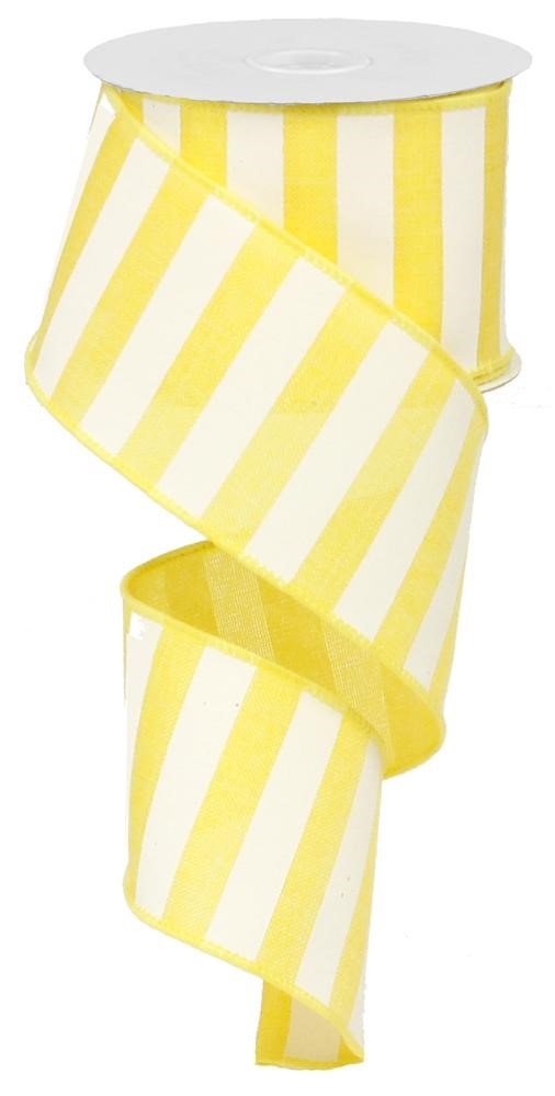 2.5" x 10yd Horizontal Stripe Yellow & White 10 yd - RX9149X7 - White Bayou Wreaths & Supply