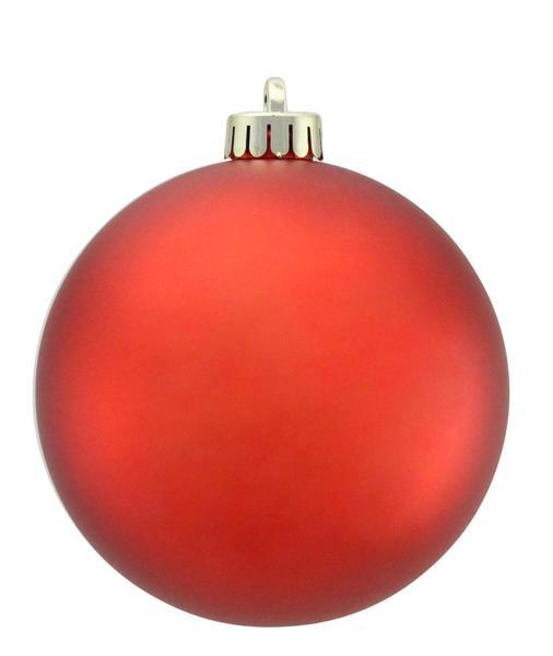 250mm Vacuum Plated Smooth Ball Ornament: Matte Red - XH101024 - White Bayou Wreaths & Supply