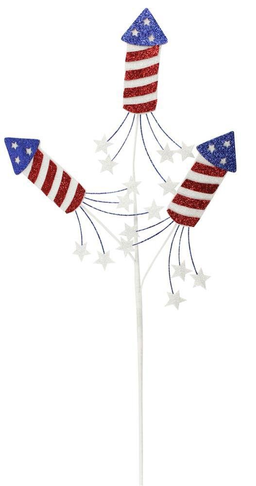 25"L Firecracker Pick x 3 w/Stars - HJ0022 - White Bayou Wreaths & Supply