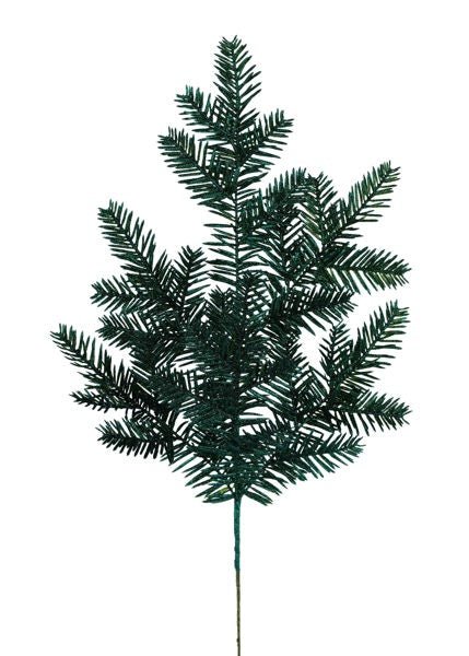 25"L Glitter Hemlock Spray: Hunter Green - XV766012 - White Bayou Wreaths & Supply