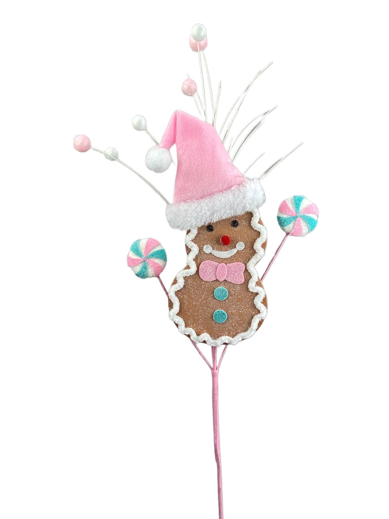 26" Snowman Gingerbread Cookie Spray: Pink - 85776PK - White Bayou Wreaths & Supply