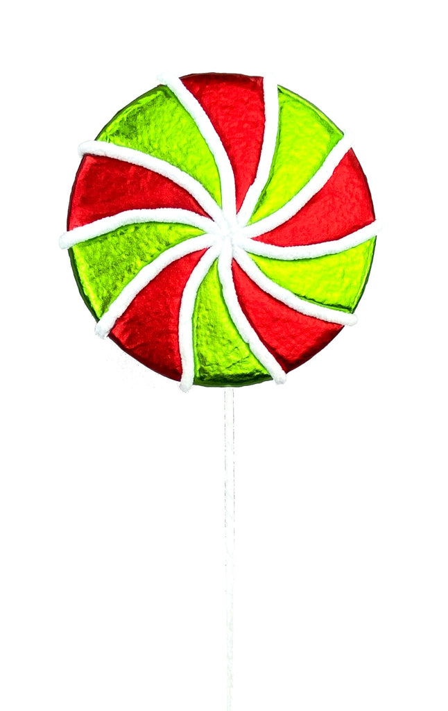 26"H x 8" Dia Metallic Lollipop Spray: Red, Green, White - 85323RWG - White Bayou Wreaths & Supply