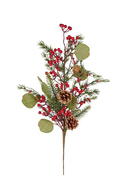 26"L Berry/Mugo Pine Spray - XX8649 - White Bayou Wreaths & Supply