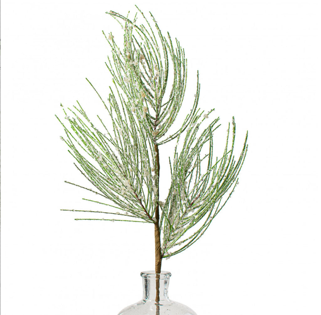 26"L Glittered Pine Pick: XX576909 - White Bayou Wreaths & Supply