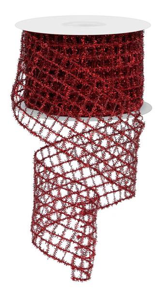 2.75" Tinsel Mesh: Red (10 Yards) RM997624 - White Bayou Wreaths & Supply