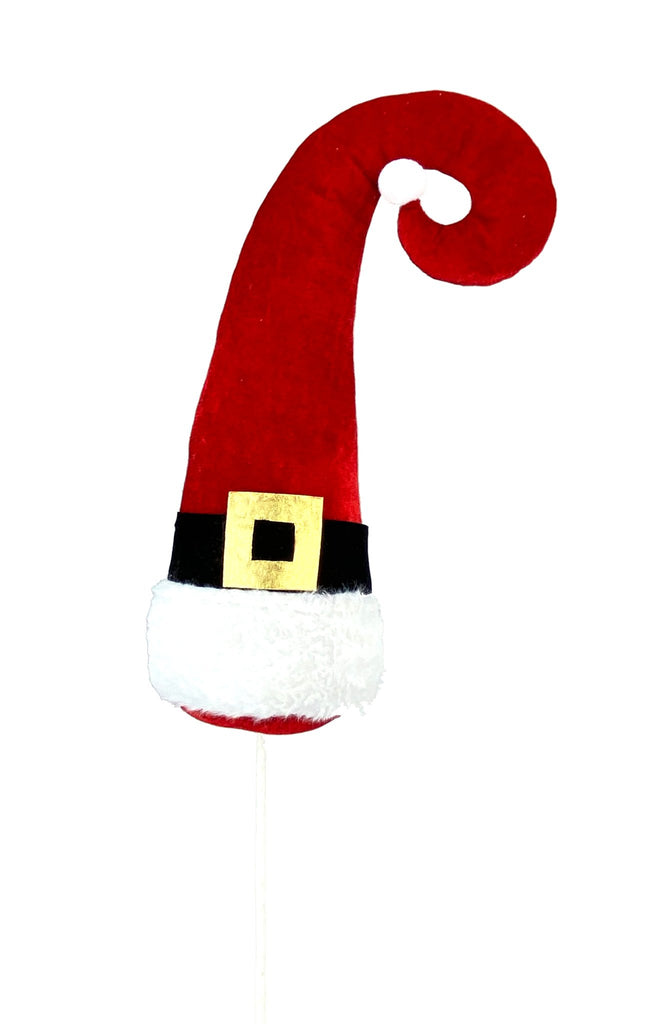 27"H x 6"W Plush Santa Hat Pick: Red, White - 85299RDWT - White Bayou Wreaths & Supply