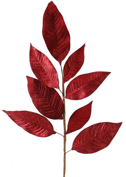 27"L Magnolia Leaf Spray: Red/Burgundy - XS759505 - White Bayou Wreaths & Supply