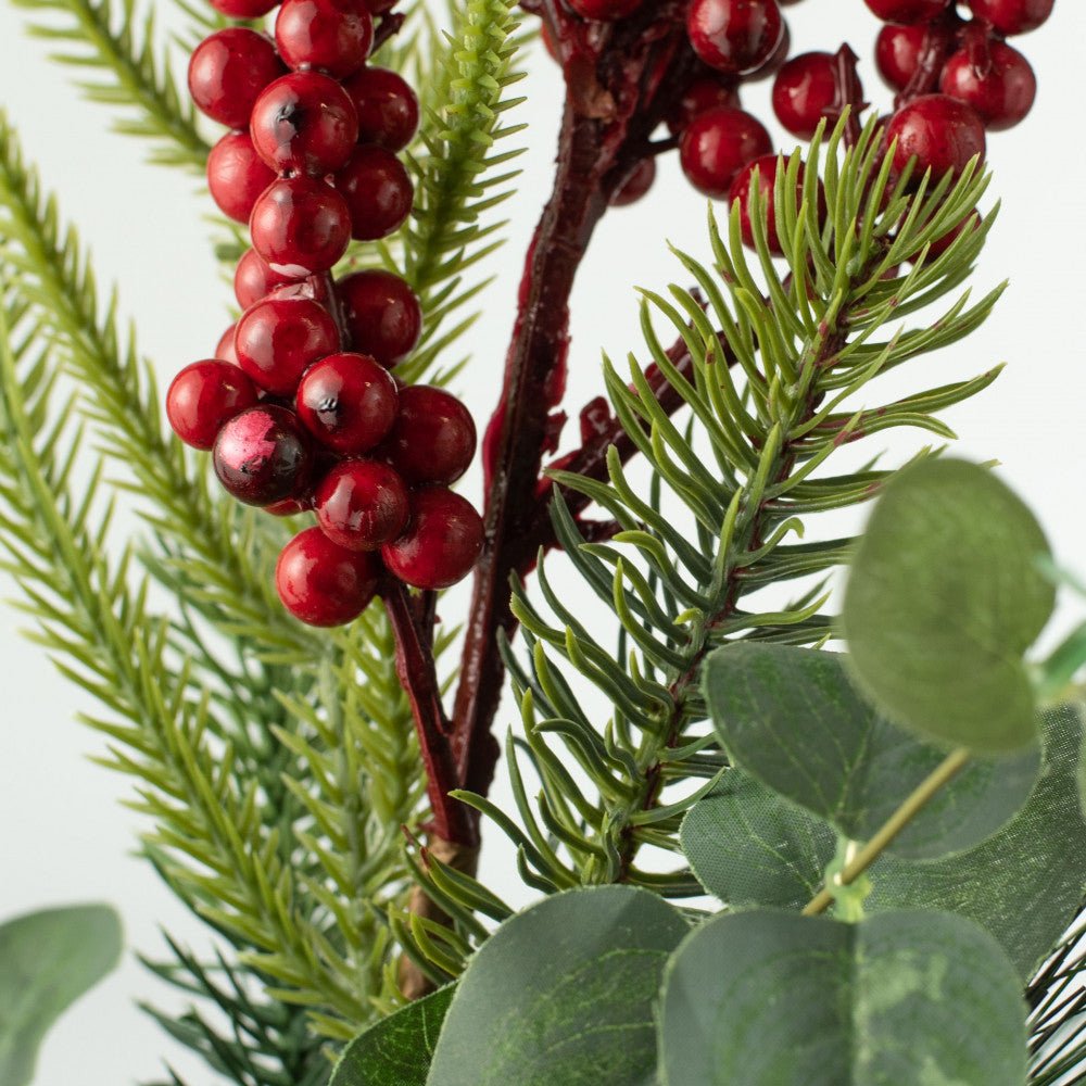 28" Berry Pine Cone Eucalyptus Spray - 84378SP28 - White Bayou Wreaths & Supply