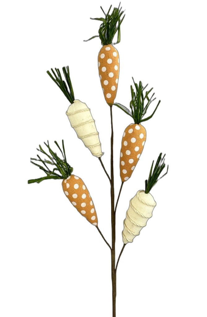 28" Carrot Spray: Orange, Cream - 63466BNCM - White Bayou Wreaths & Supply