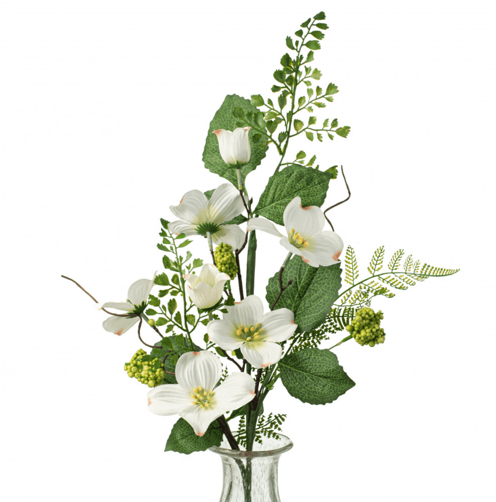 28" Dogwood Flower Spray - 62694SP28 - White Bayou Wreaths & Supply