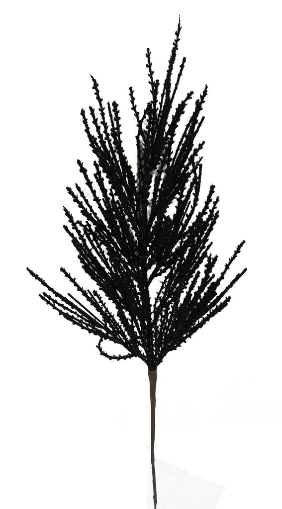 28" Flocked Pine Spray: Black - 85329SP28 - White Bayou Wreaths & Supply